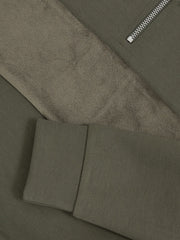 3-9 yrs Slim Fit Half-Zip Funnel Neck Velour Sweatshirt in Dark Sage Green