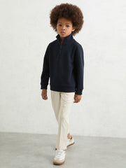 9-13 yrs Textured Half-Zip Sweatshirt with Cotton in Navy