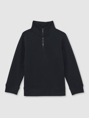 9-13 yrs Textured Half-Zip Sweatshirt with Cotton in Navy