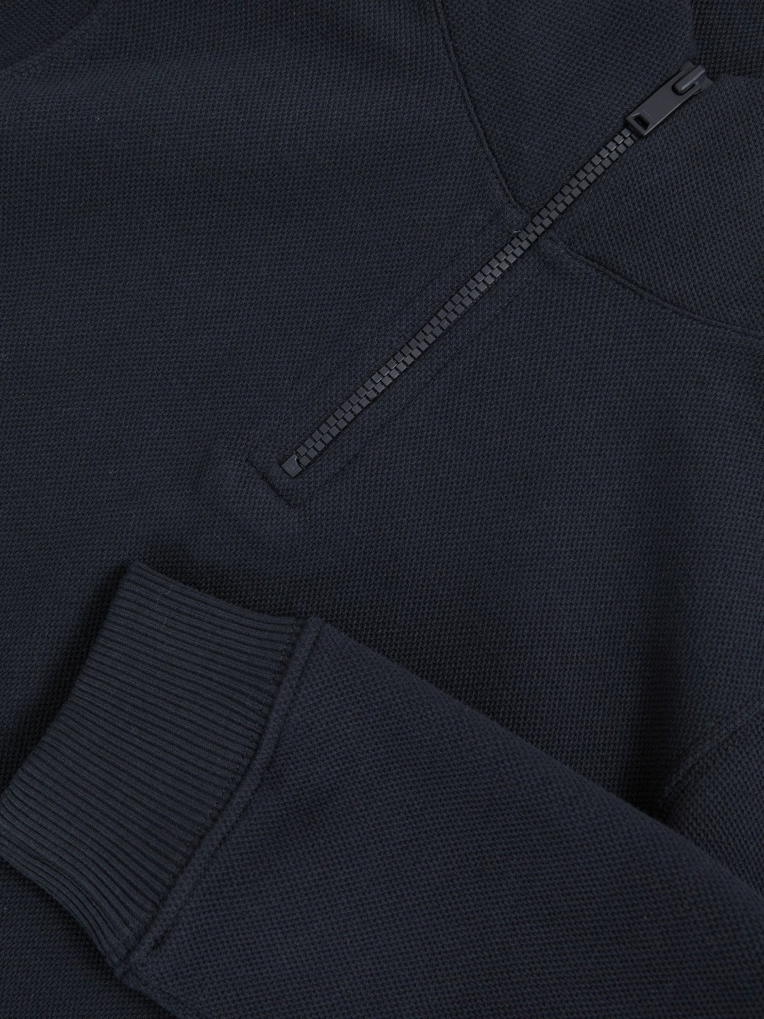 9-13 yrs Textured Half-Zip Sweatshirt with Cotton in Navy