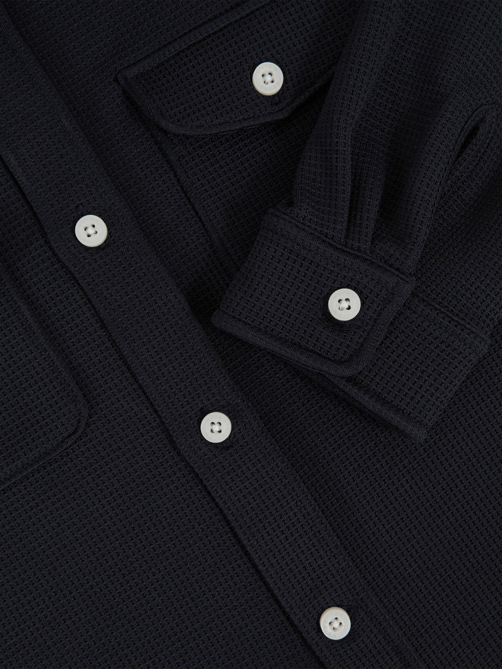 9-13 yrs Waffle-Textured Twin-Pocket Overshirt in Navy