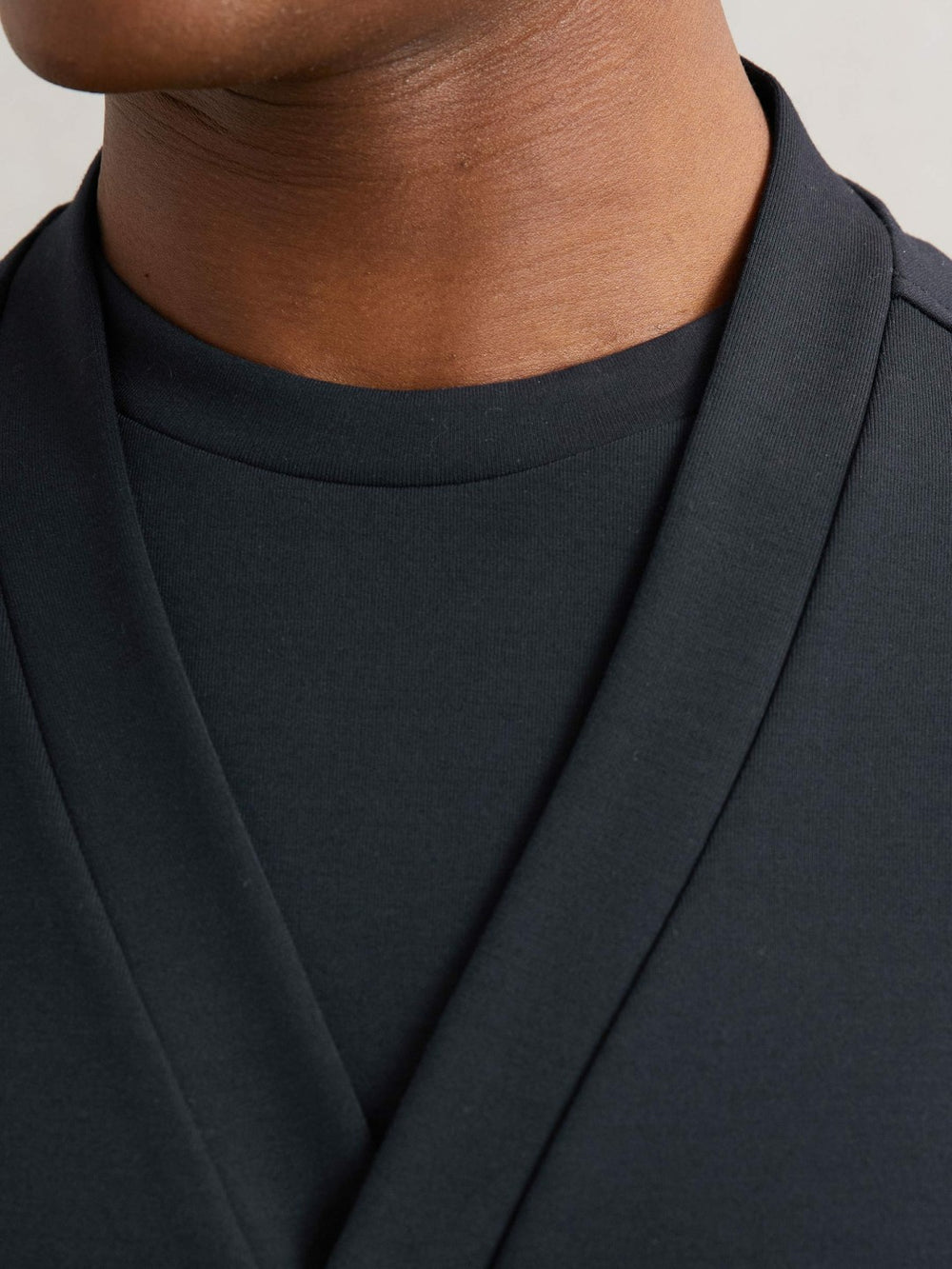 V-Neck Interlock Jersey Cardigan in Navy
