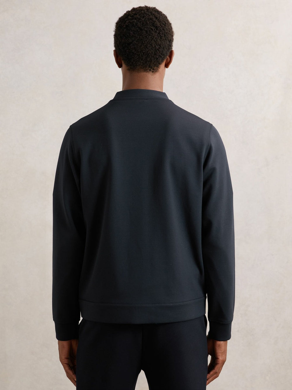 V-Neck Interlock Jersey Cardigan in Navy