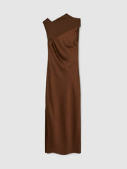 Petite Back Detail Midi Dress in Bronze
