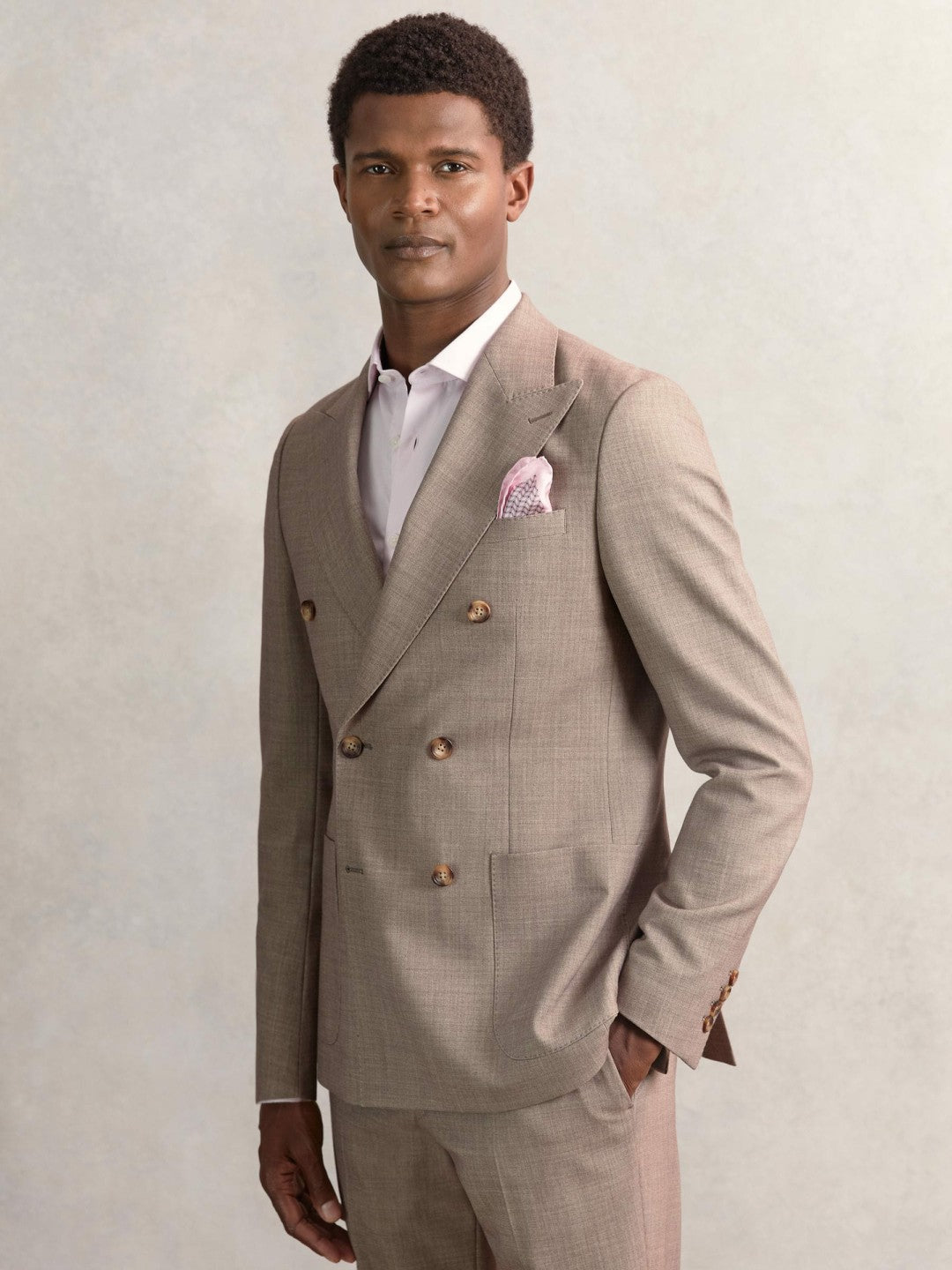 Geo Chain Detail Pocket Square in Soft Pink