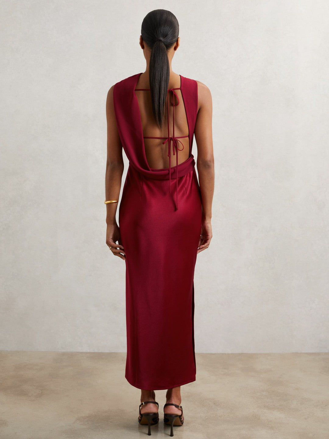 Petite Back Detail Midi Dress in Red