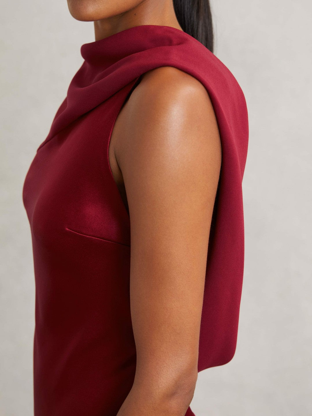 Petite Back Detail Midi Dress in Red
