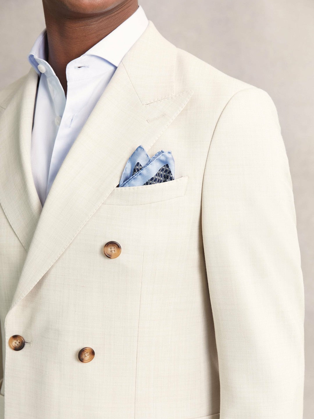 Geo Chain Detail Pocket Square in Navy