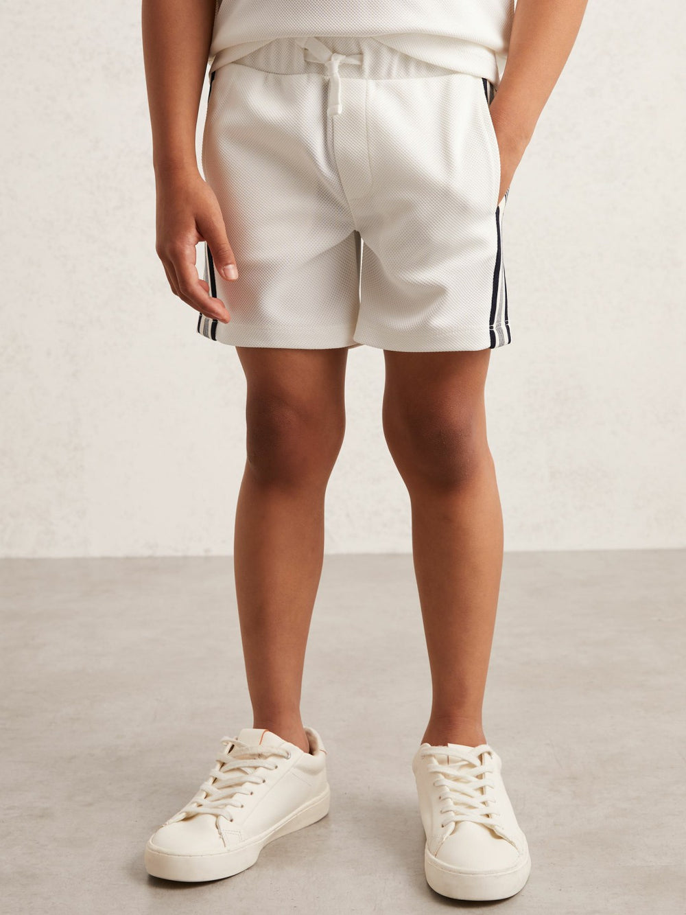 13-14 yrs Side Stripe Textured Shorts in White