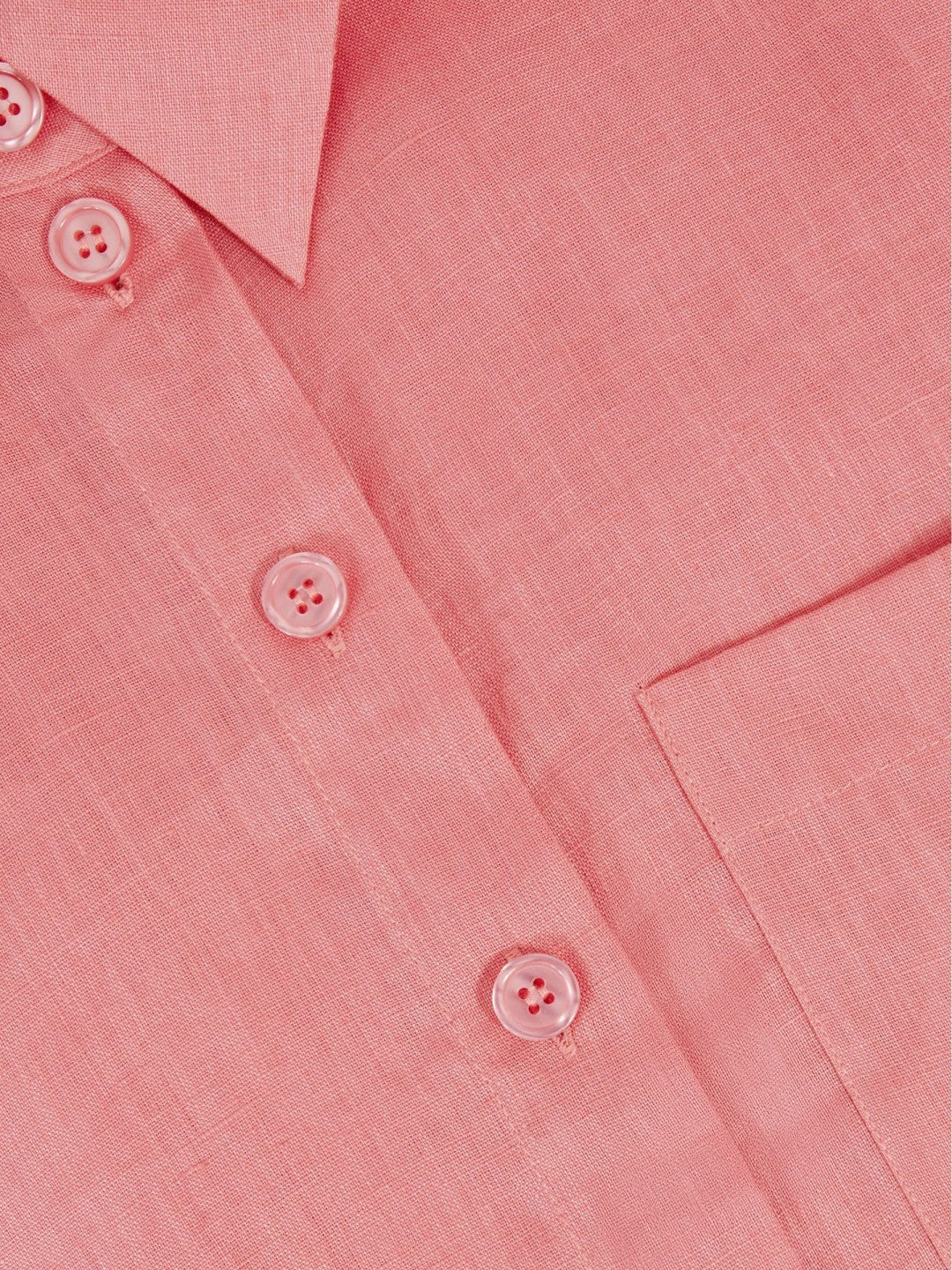Oversize Linen Cropped Shirt in Pink