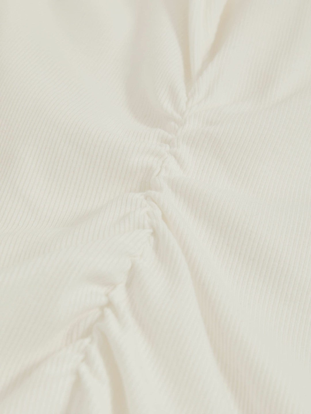 Stretch-Cotton Ruched Ribbed T-Shirt in White