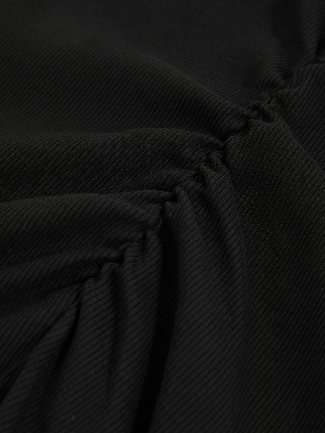 Stretch-Cotton Ruched Ribbed T-Shirt in Black