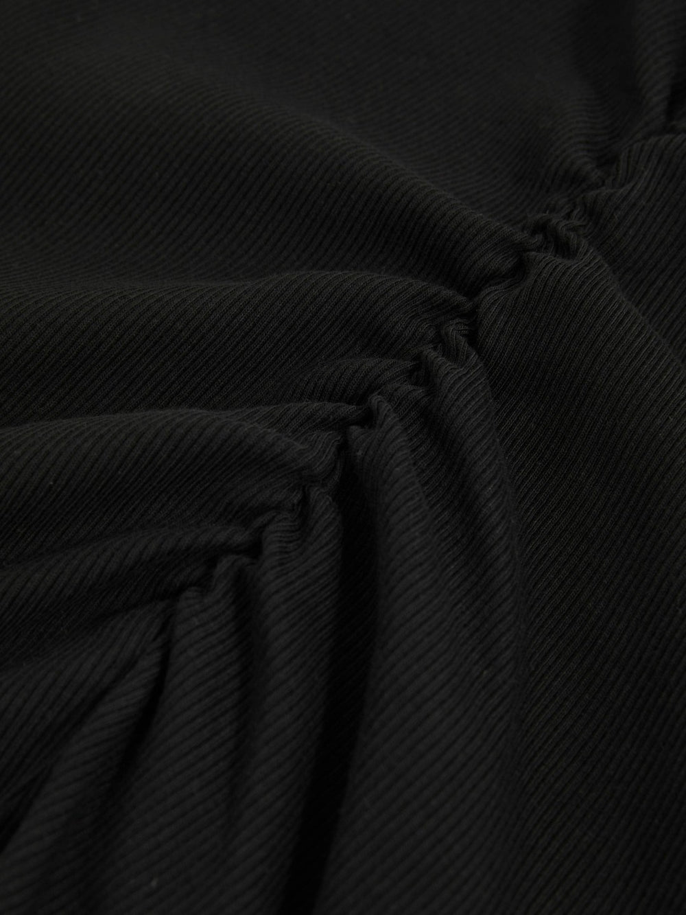 Stretch-Cotton Ruched Ribbed T-Shirt in Black