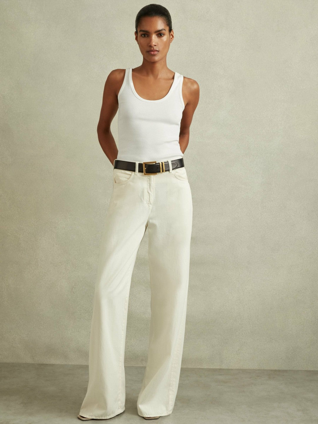 Stretch-Cotton Ribbed Vest in White