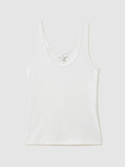 Stretch-Cotton Ribbed Vest in White