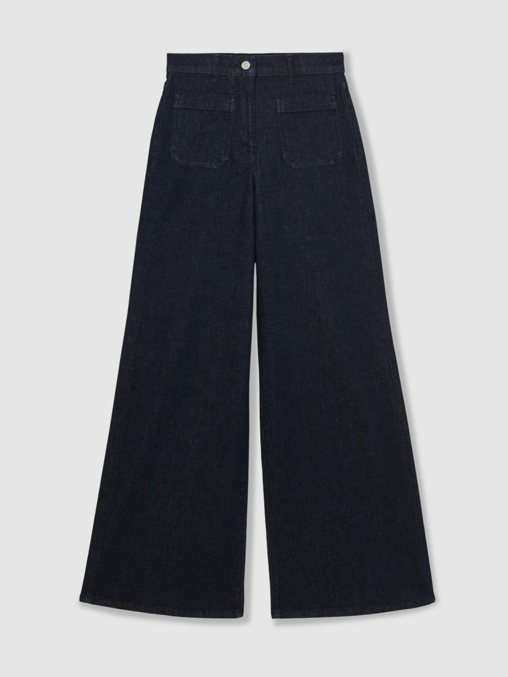 Petite Patch Pocket Wide Leg Jeans in Dark Blue