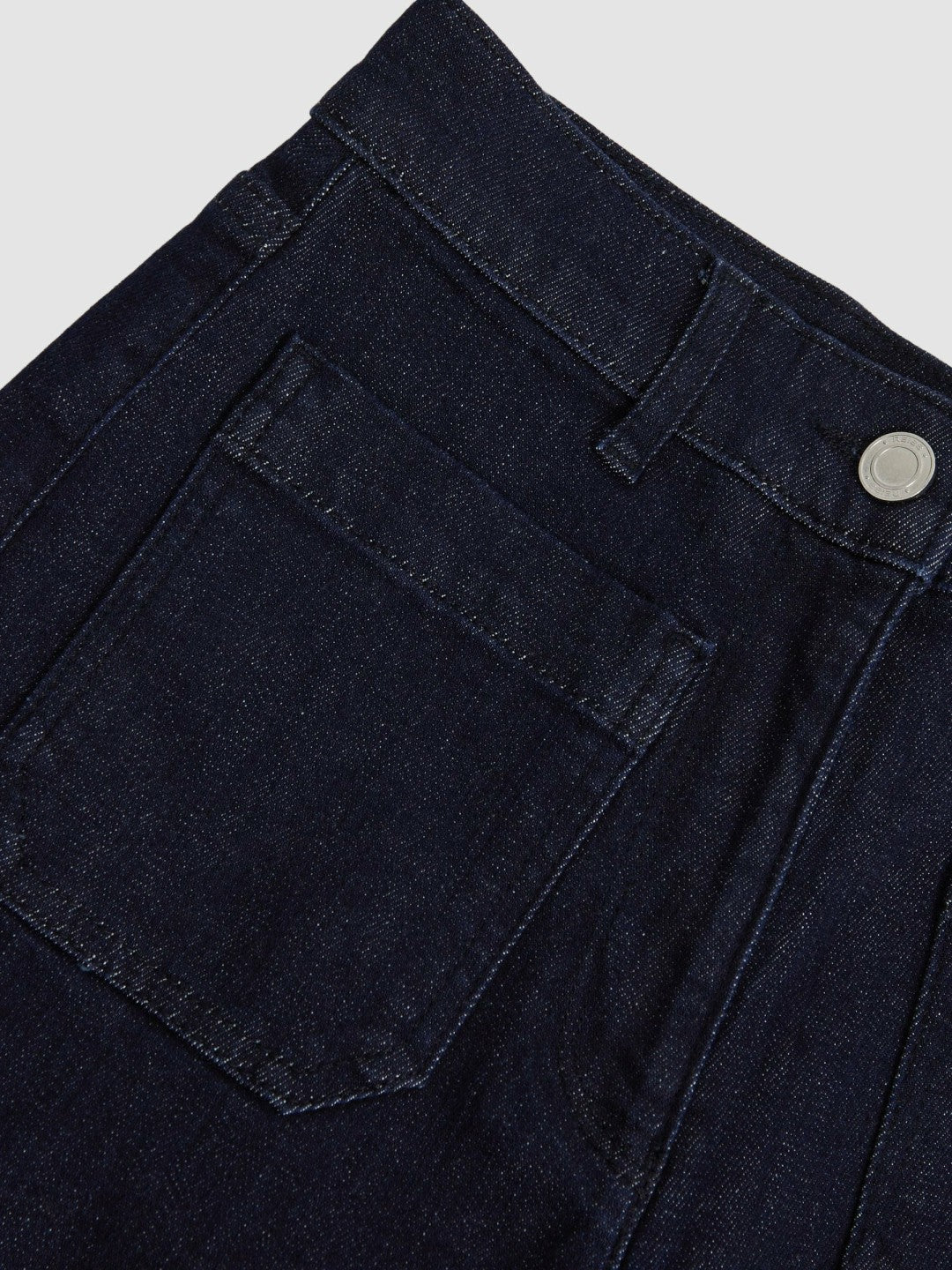 Petite Patch Pocket Wide Leg Jeans in Dark Blue