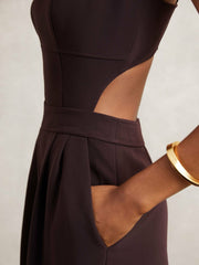 Petite Wide-Leg Cut-Out Jumpsuit in Burgundy