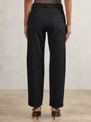 Petite Mid Rise Straight Leg Jeans in Black