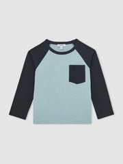 3-9 yrs Cotton Colour-Block Long-Sleeve T-Shirt in Navy Blue