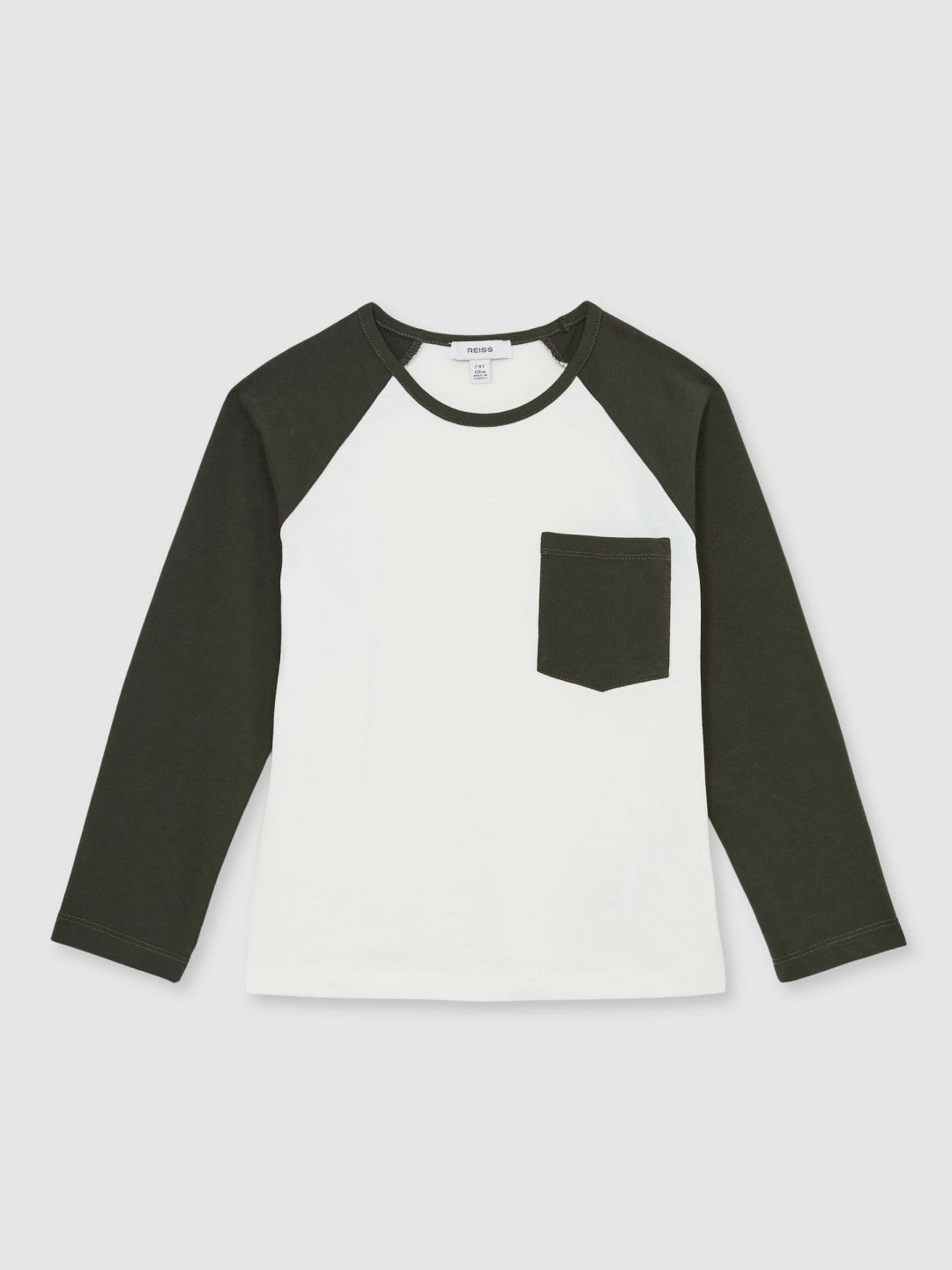 13-14 yrs Cotton Colour-Block Long-Sleeve T-Shirt in Green