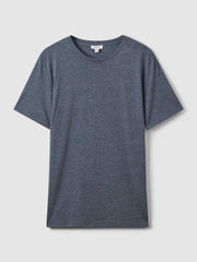 Cotton Crew Neck T-Shirt in Airforce Blue Melange
