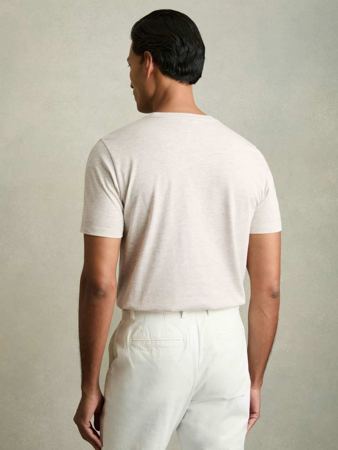 Cotton Crew Neck T-Shirt in Wheat Melange