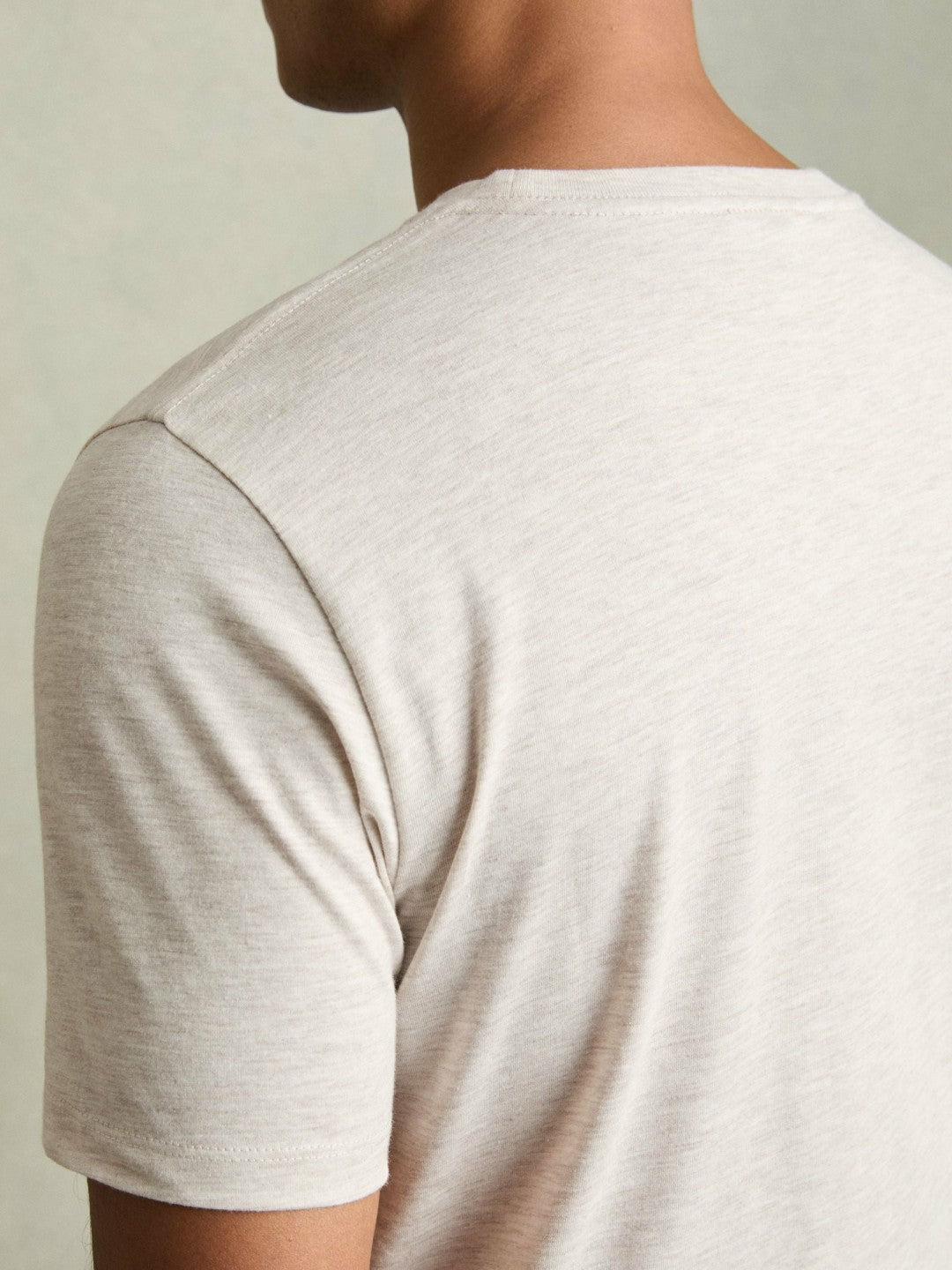Cotton Crew Neck T-Shirt in Wheat Melange