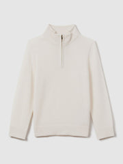 3-9 yrs Wool Half-Zip Funnel Neck Jumper in Snow