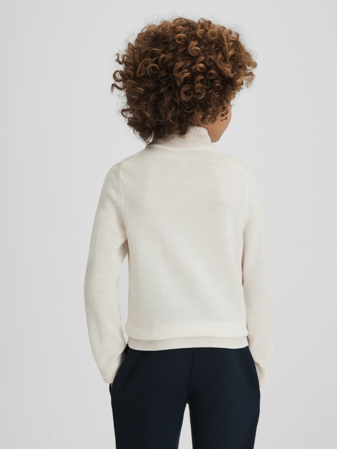 3-9 yrs Wool Half-Zip Funnel Neck Jumper in Snow