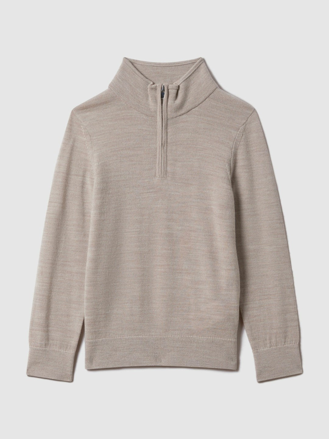 3-9 yrs Wool Half-Zip Funnel Neck Jumper in Wheat Melange