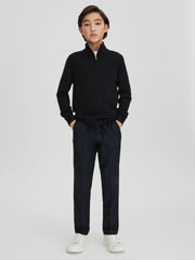3-9 yrs Wool Half-Zip Funnel Neck Jumper in Navy