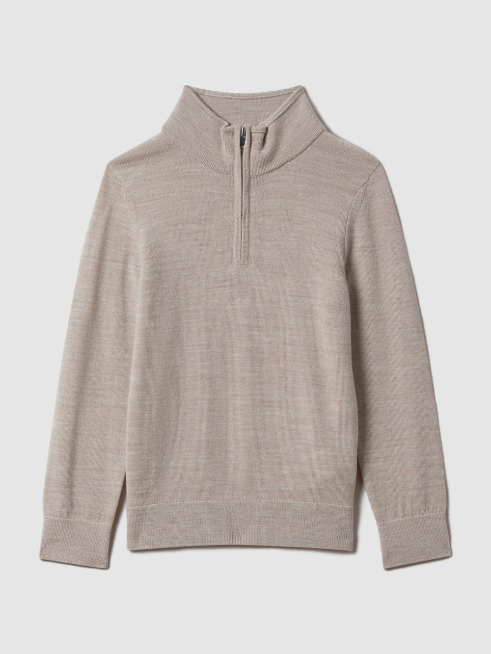 9-13 yrs Wool Half-Zip Funnel Neck Jumper in Wheat Melange