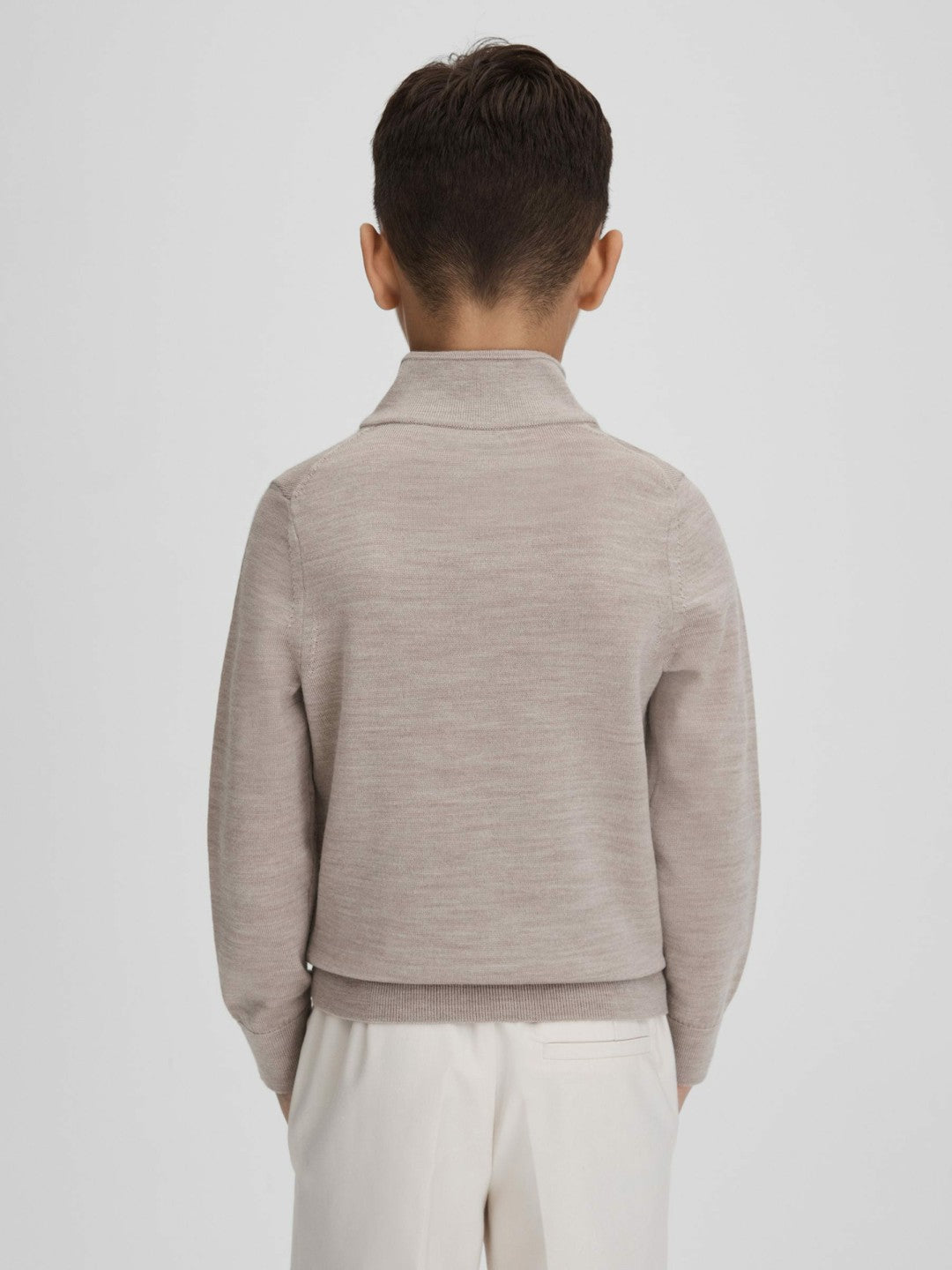 9-13 yrs Wool Half-Zip Funnel Neck Jumper in Wheat Melange