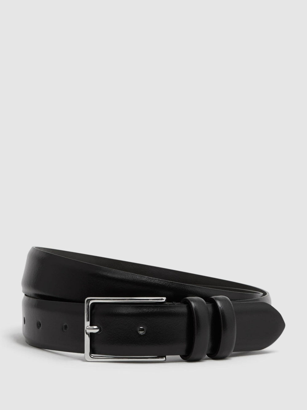 Smooth Leather Belt in Black