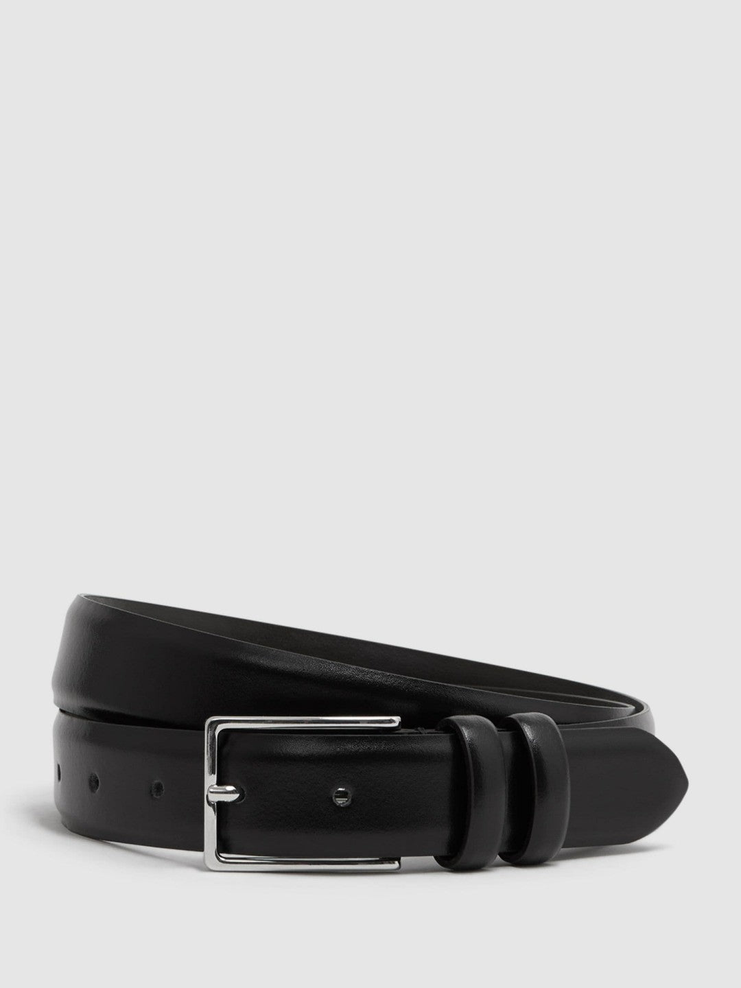Smooth Leather Belt in Black