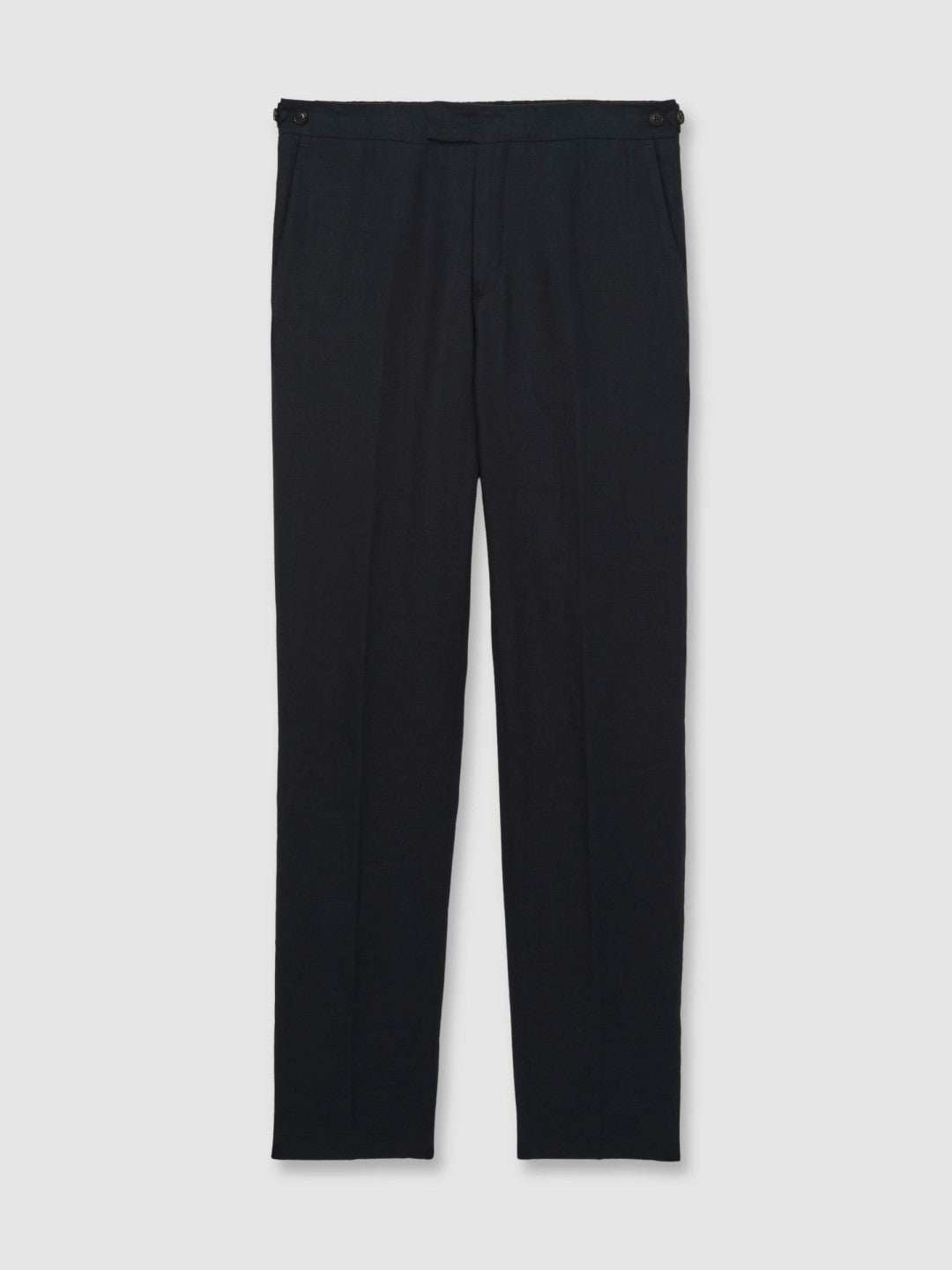 Slim Fit Linen Adjuster Trousers in Navy