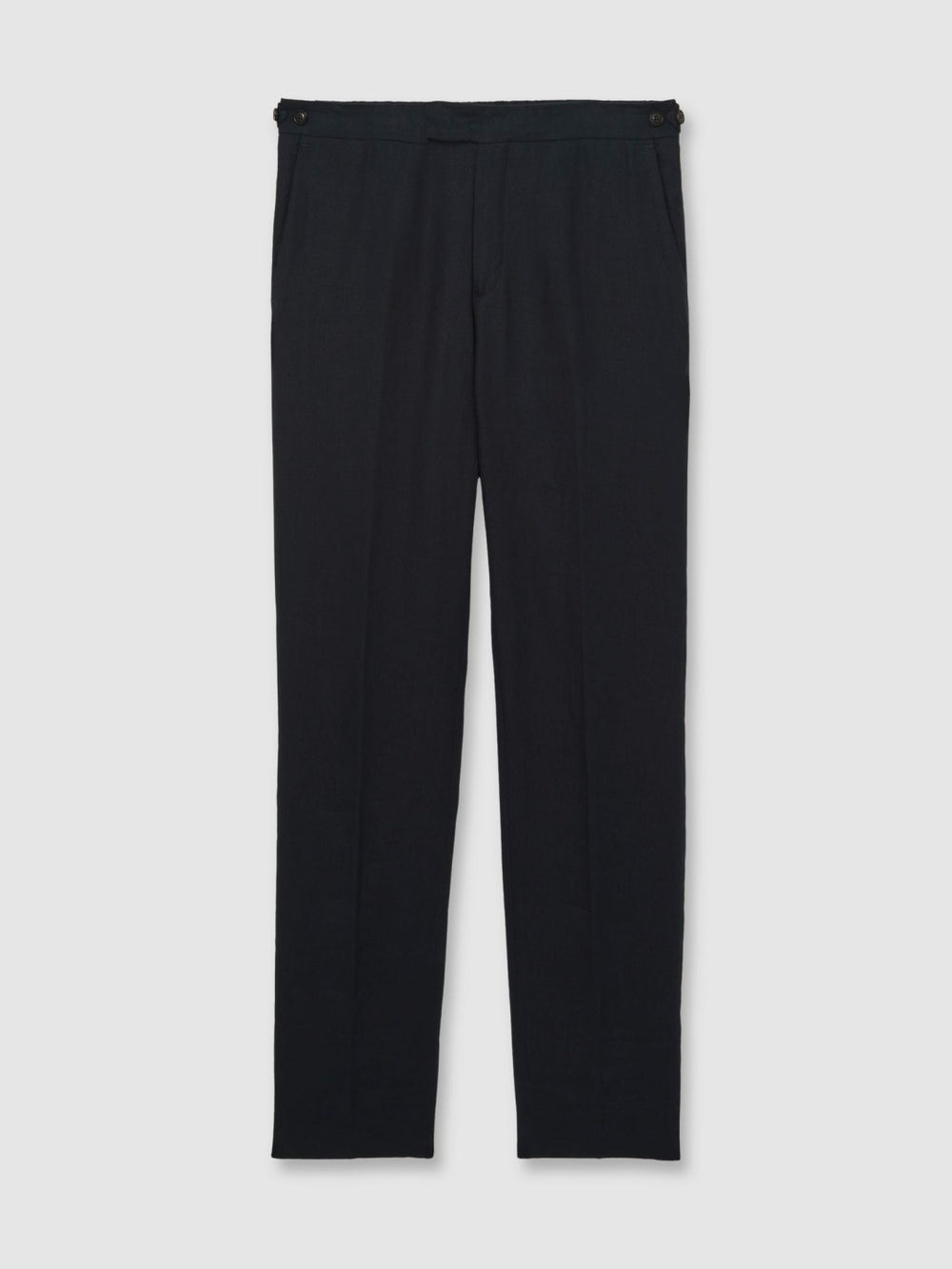Slim Fit Linen Adjuster Trousers in Navy