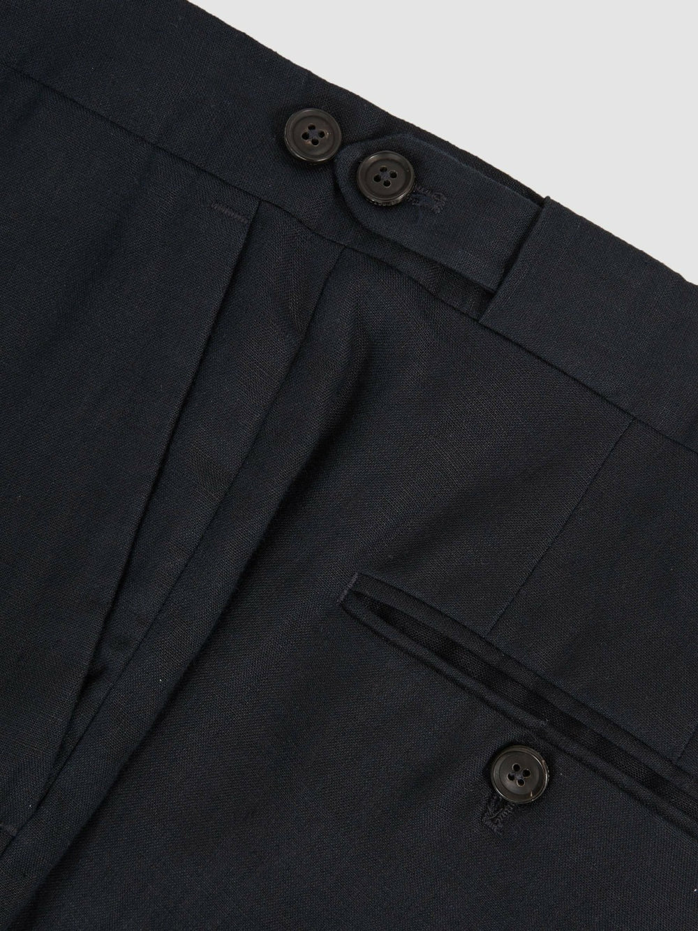 Slim Fit Linen Adjuster Trousers in Navy