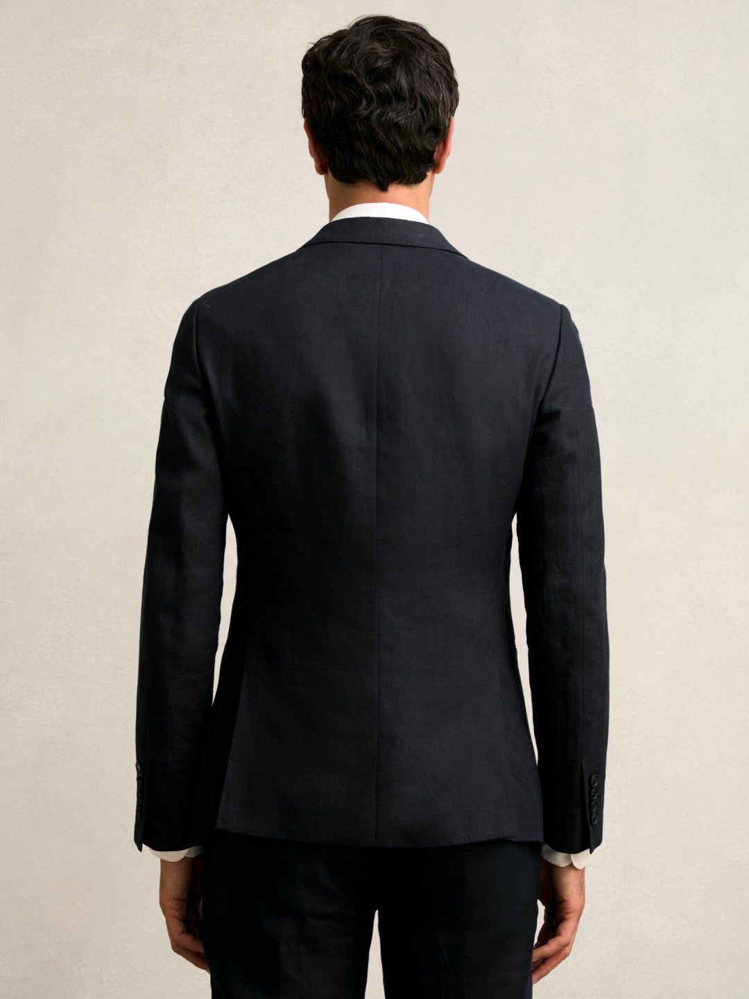 Slim-Fit Single Breasted Linen Blazer in Navy