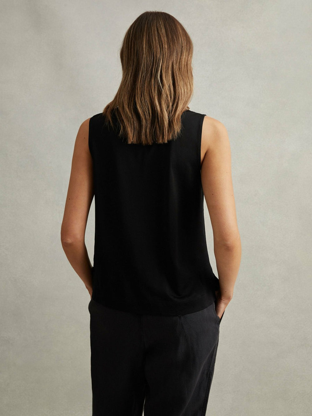 V-Neck Shell Top in Black