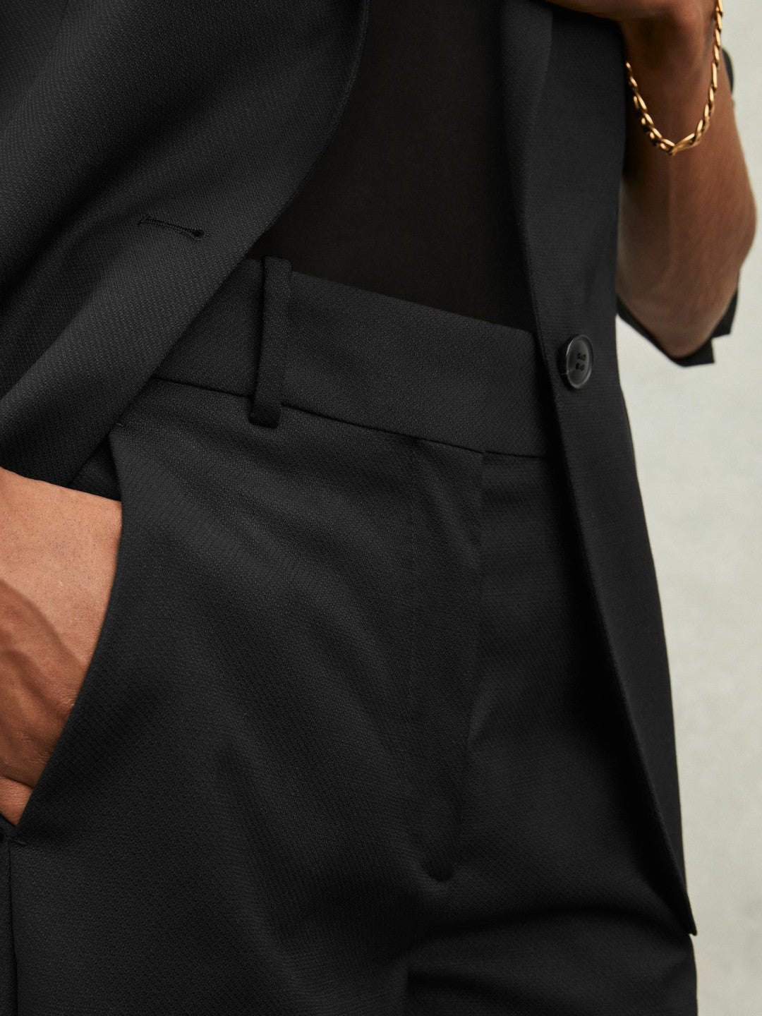 Wool-Blend Tailored Flared Suit Trousers in Black