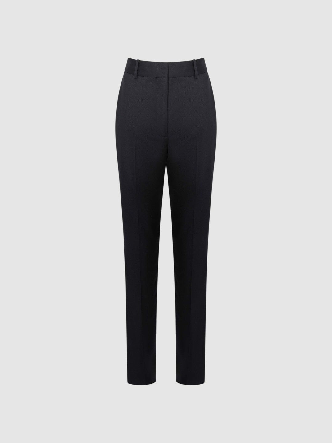 Wool Blend Tapered Suit Trousers in Navy