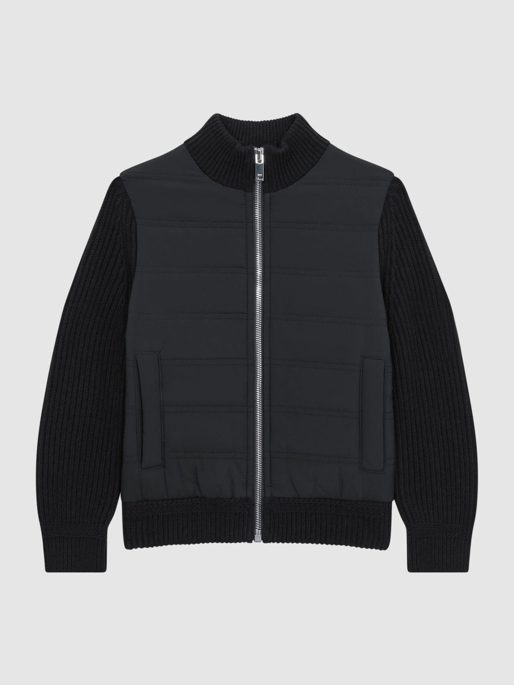 Junior Hybrid Zip Through Quilted Jacket in Navy