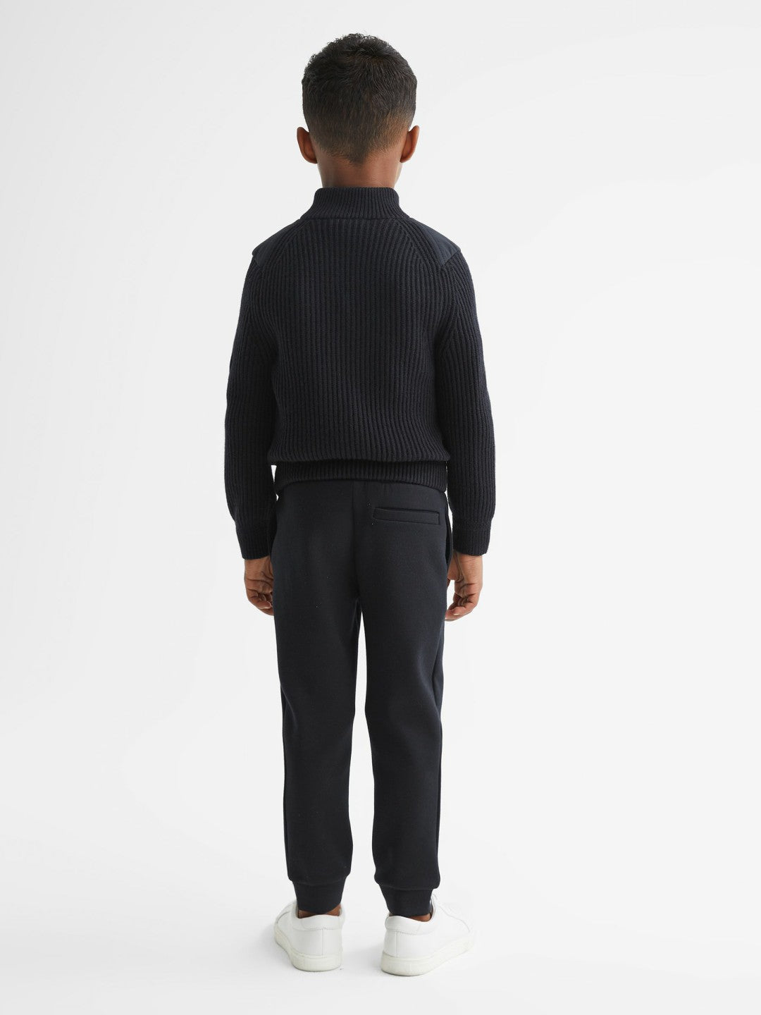 Junior Hybrid Zip Through Quilted Jacket in Navy
