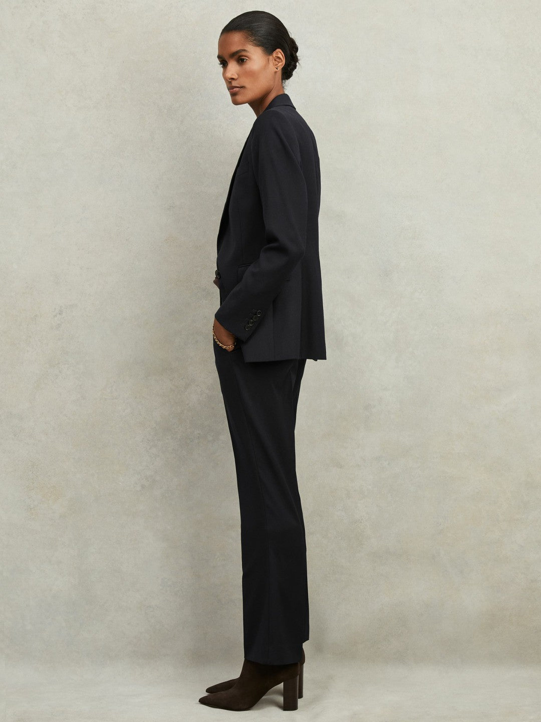 Petite Single Breasted Suit Blazer in Navy