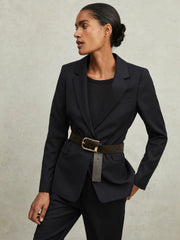 Petite Single Breasted Suit Blazer in Navy
