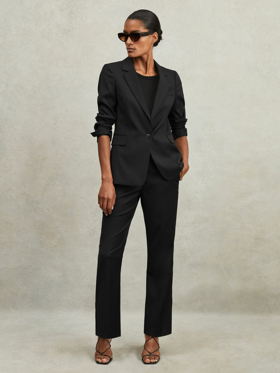 Single Breasted Suit Blazer in Black