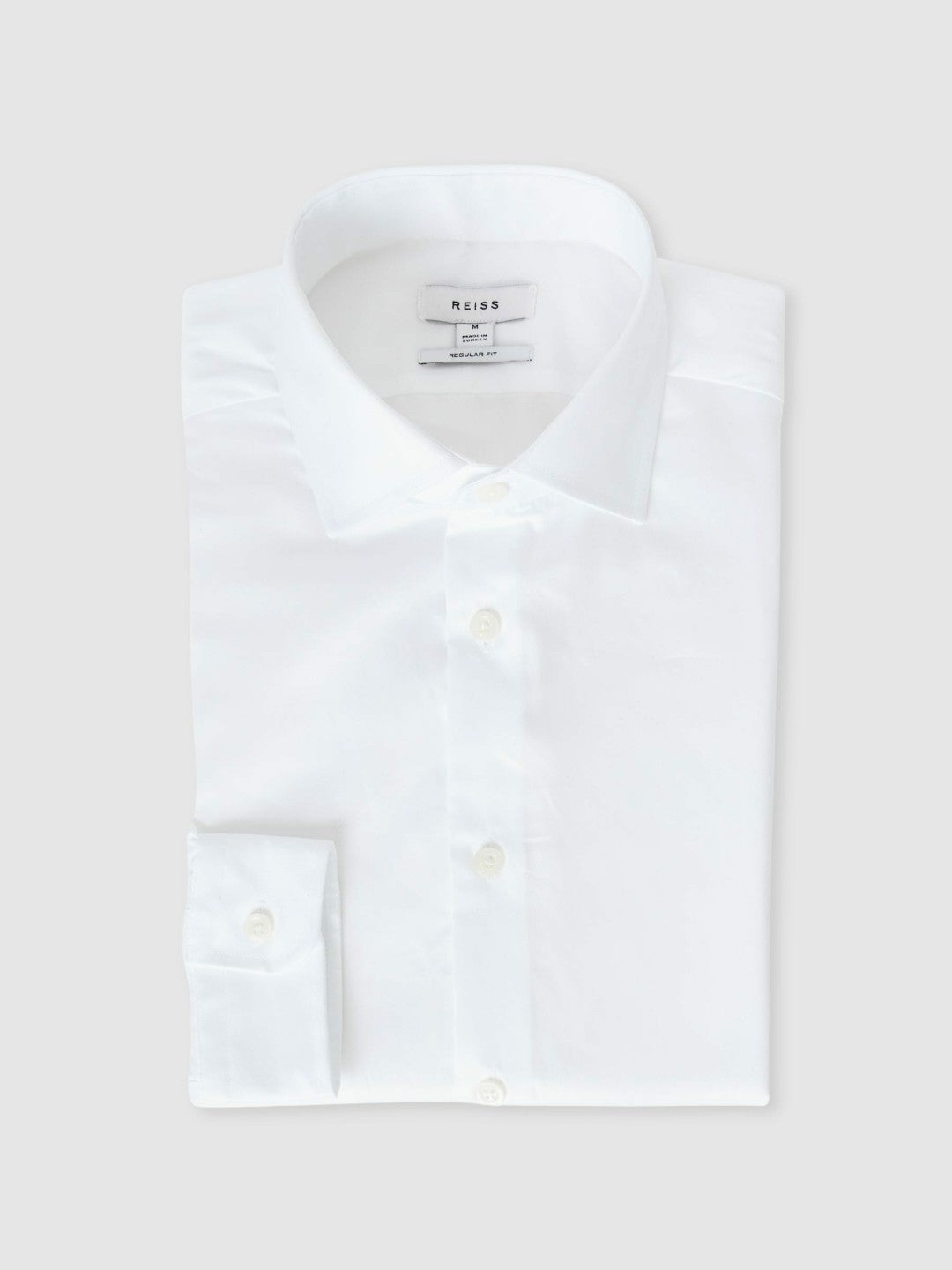 Regular Fit Cotton Sateen Striped Shirt in White