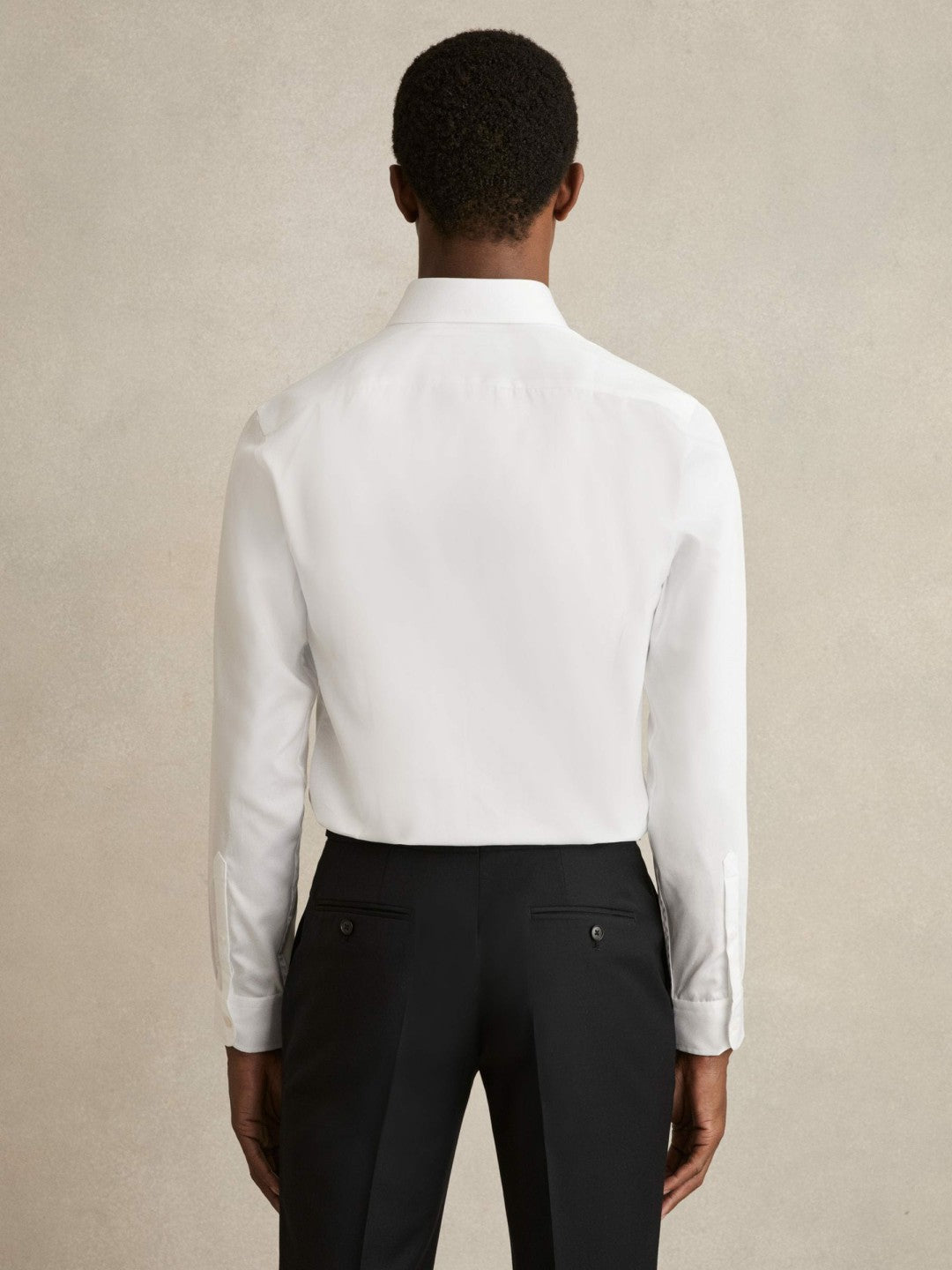 Regular Fit Cotton Sateen Striped Shirt in White